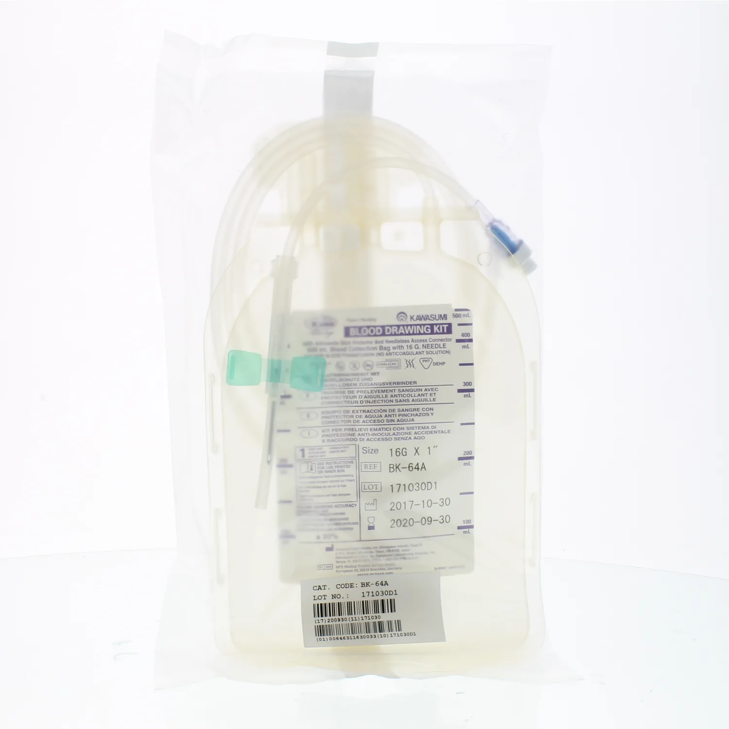 Drawing Blood Sticker Clint Pharmaceuticals: K-Shield® Advantage 600mL Blood Draw Bag with 16 ...