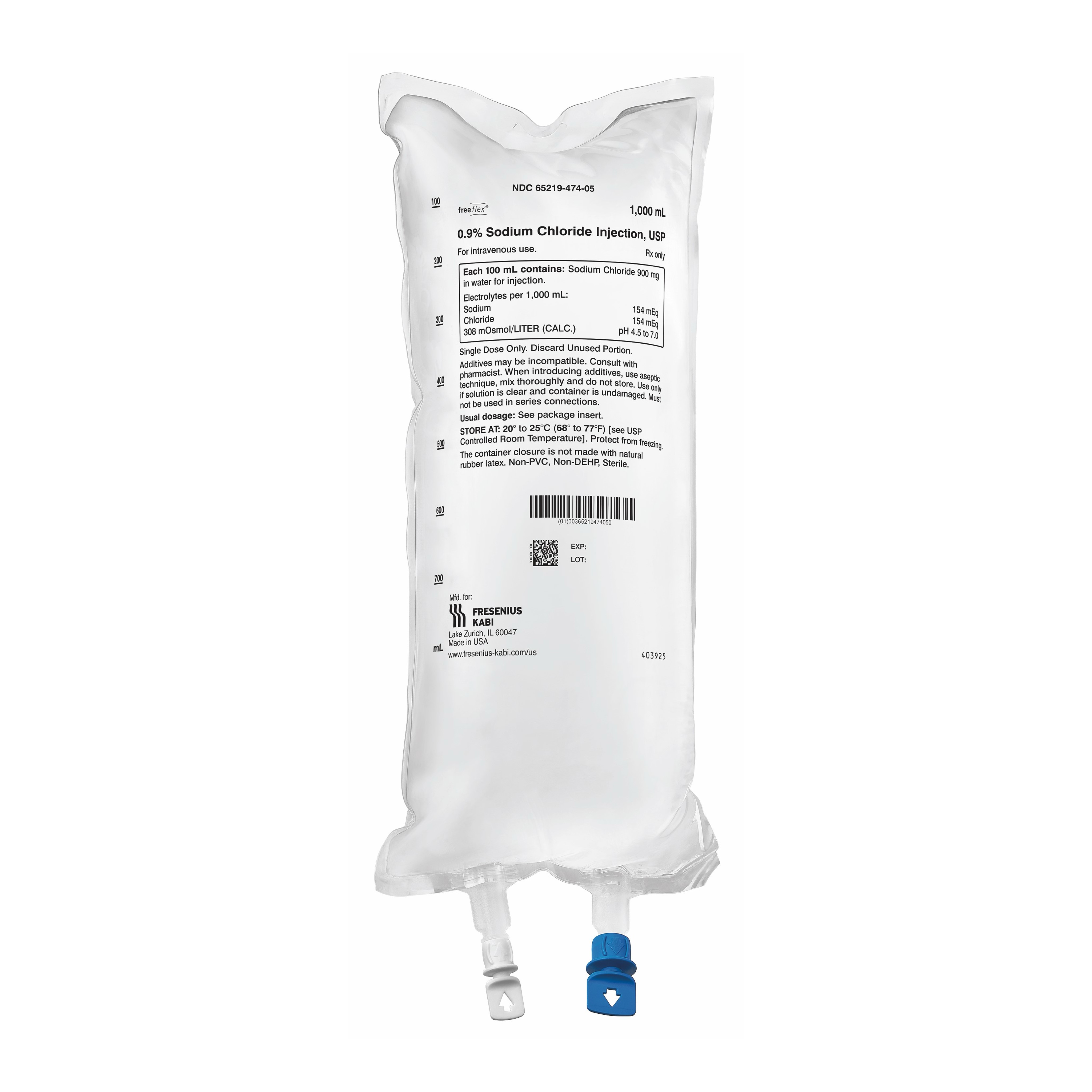 Sodium Chloride 0.9% 1000ml Single Dose Freeflex® Bag - PF - Box/10