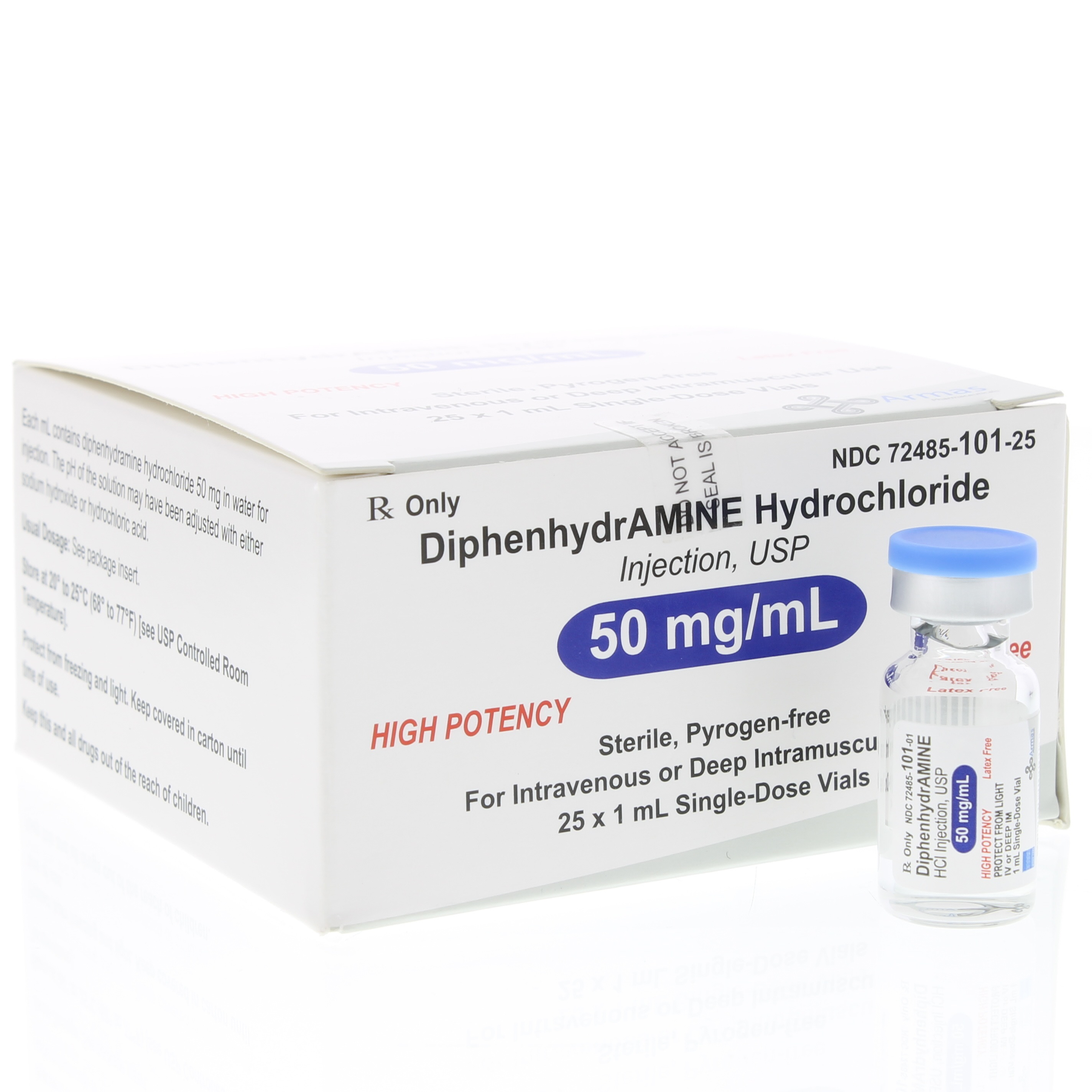 Diphenhydramine SDV - 50 mg/ml 1ml - Box/25