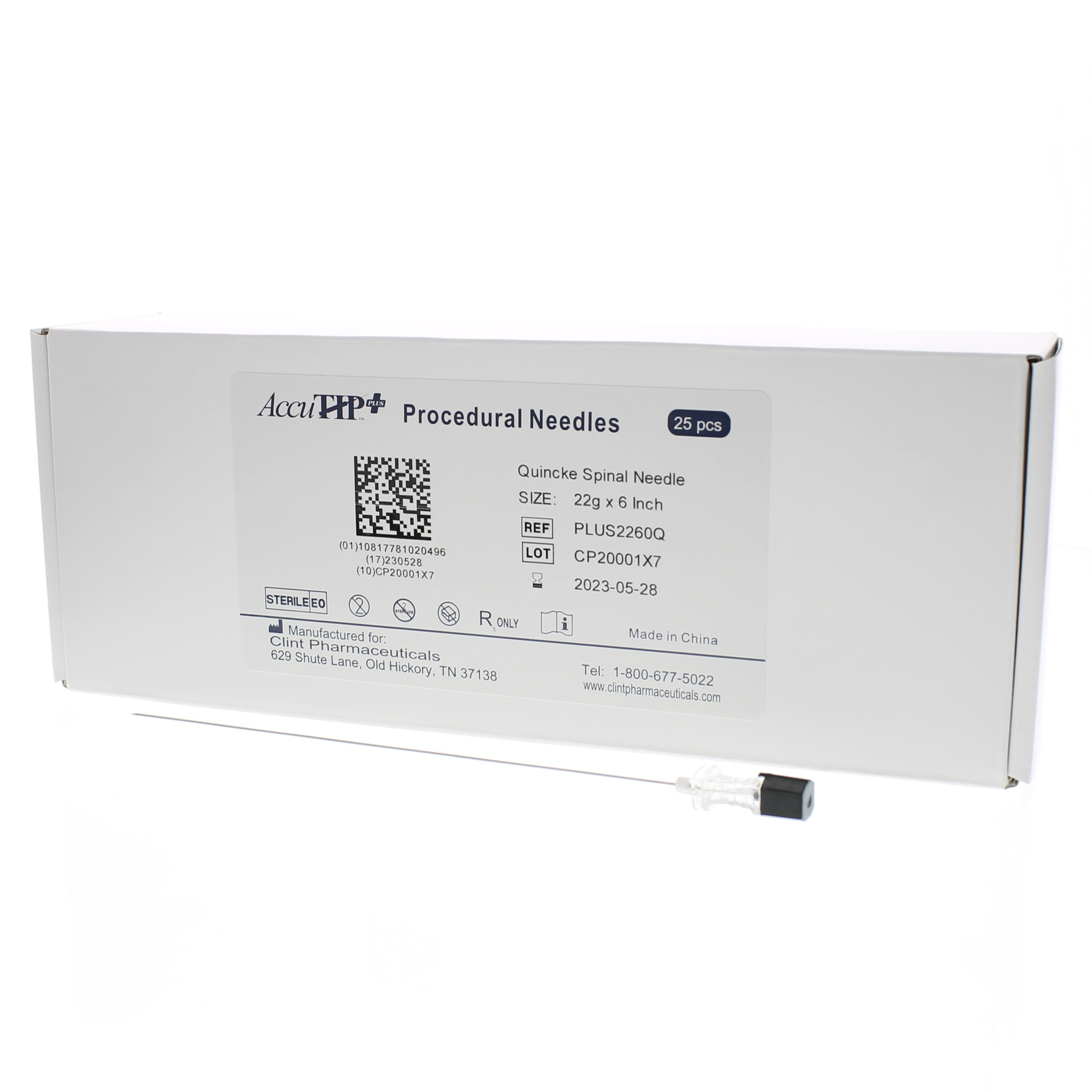 AccuTIP™ PLUS 22g x 6 Inch Quincke Needle