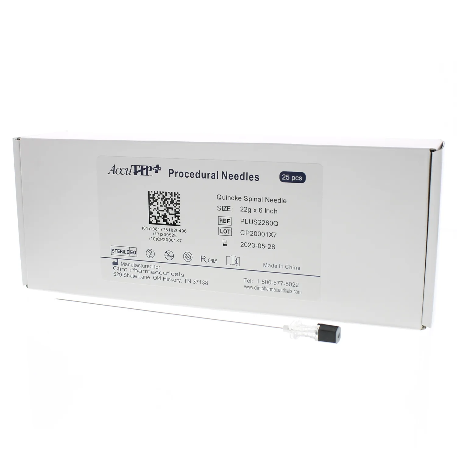 AccuTIP™ PLUS 22g x 6 Inch Quincke Needle